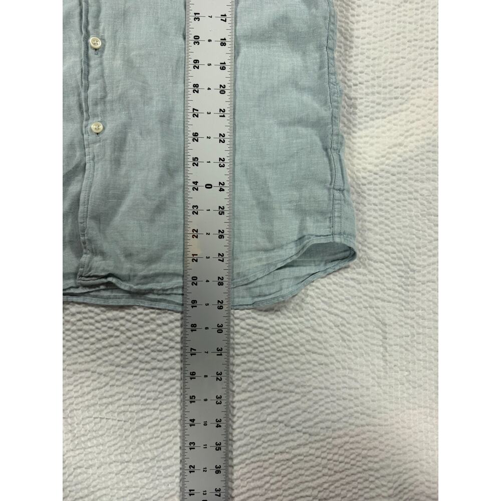 UNIQLO Shirt Womens Large Blue Linen Button Up Long Sleeve Casual Beach - Picture 7 of 9